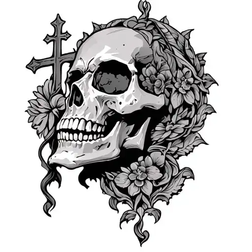 Skull With Cross On Head