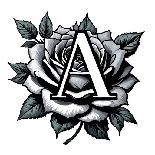 Letter A Incorporated With A Rose