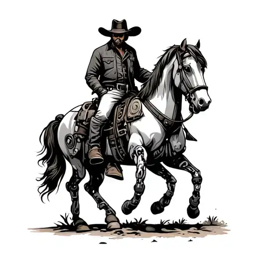 Cowboy With Mechanical Horse