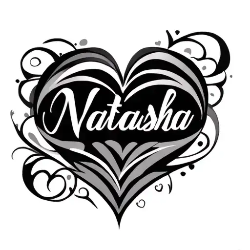 The Name Natasha Who I Love With Hearts Tribal