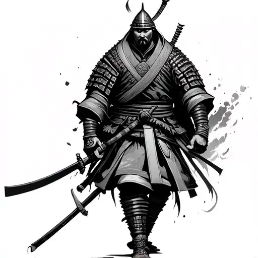 Walking Alone Samurai Warrior