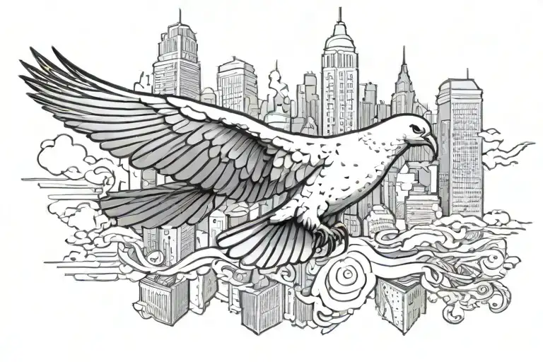 Nyc And A Dove Flying