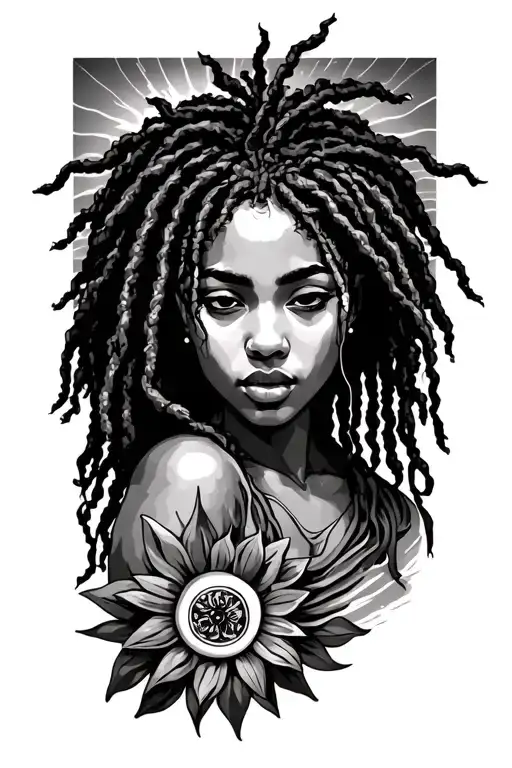 Dreadhead Woman Looking At Sun