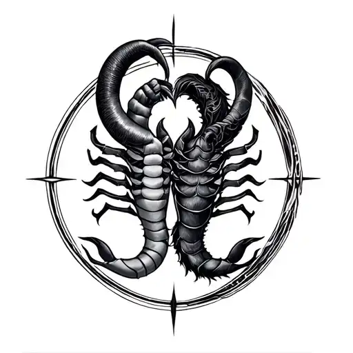 Capricorn & Scorpio Line Art Combined Together Representing The Client's Love