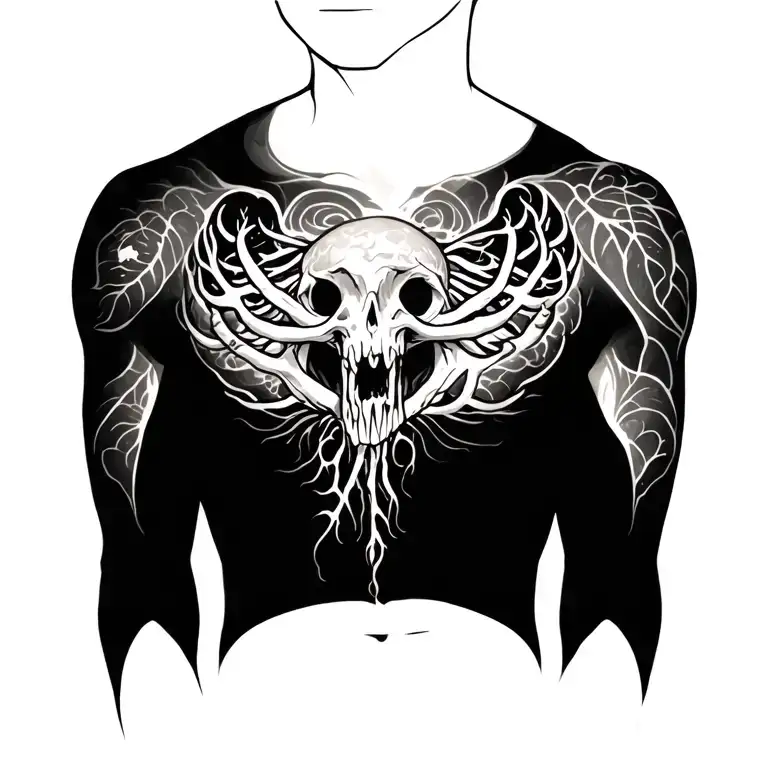 Full Chest Tattoo Representing The Beginning Of Life