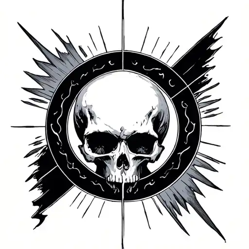 Rays A Circle In The Middle And Skull Like Thing In The Middle