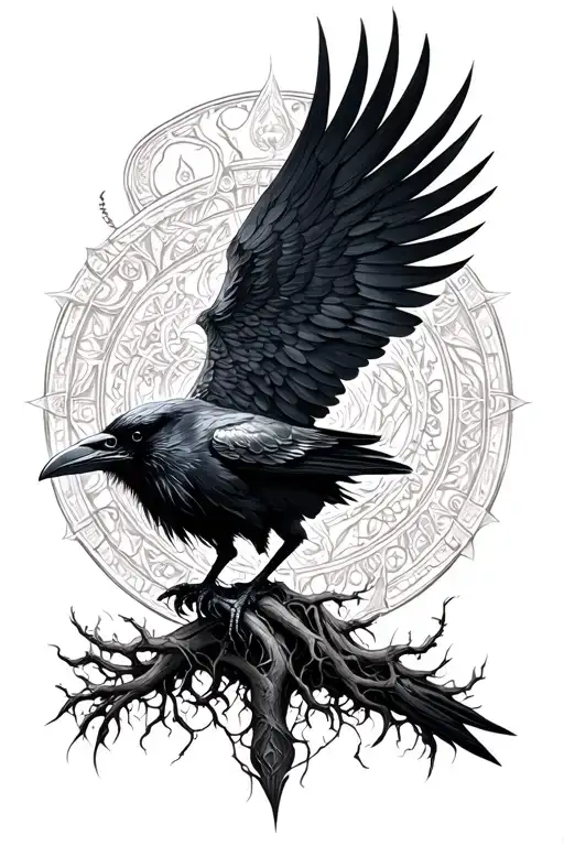 Raven Yggdrasil Vegvisir Norse Mythology