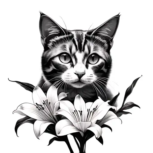 A Cat In Lilies
