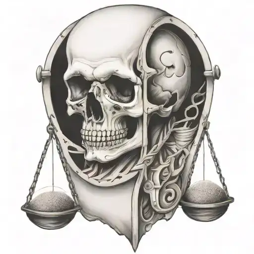 Skull In Hour Glass With Sand