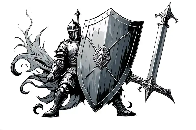 Knight And Shield And Sword
