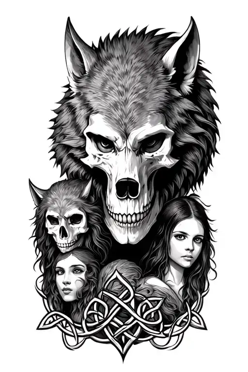 Wulf And Family And Celtic And Skull