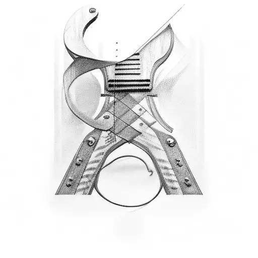 A Sketch Of A Guitar With The Strings Forming The Letters D And D