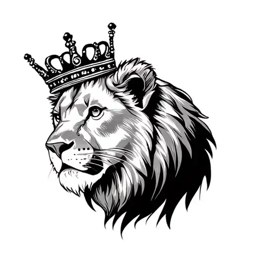 Finger Dot Tattoo Lioness With Crown