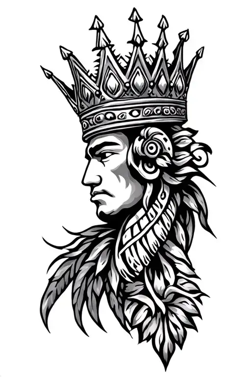 King Crown Add Polynesian Style Tattoo Design