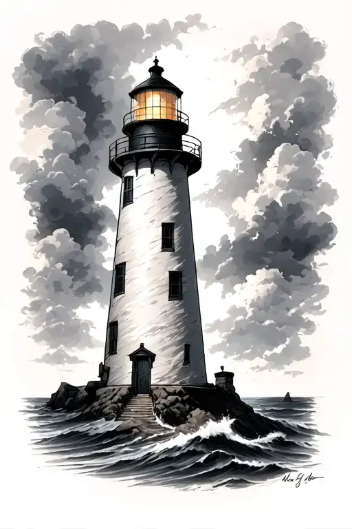 Dramatic Lighthouse Wide And Short