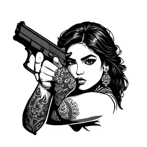 Algerian Woman Holding Gun