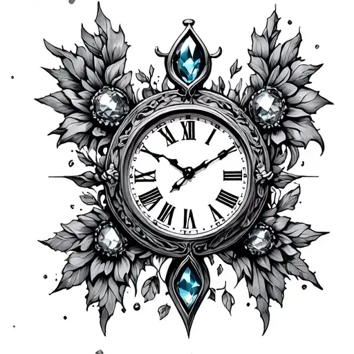 Clock With January Birth Stone Altar Surrounded