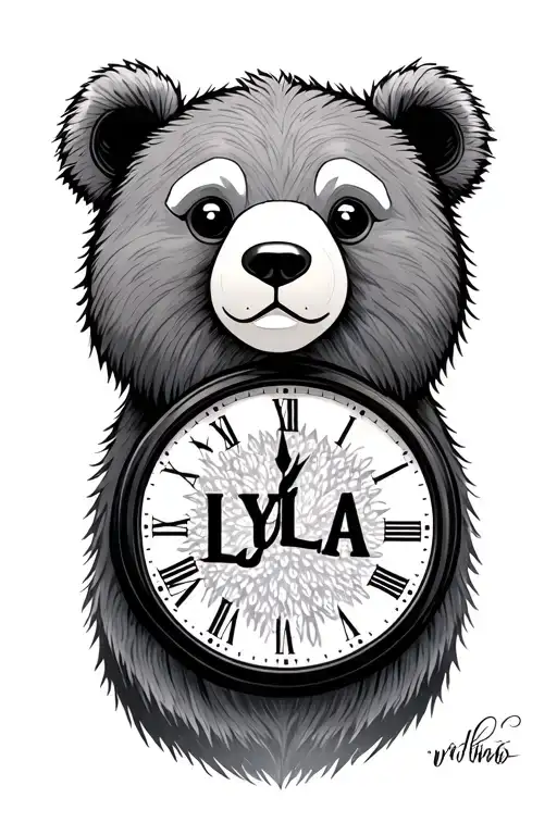 Lyla Name Bear Clock Face