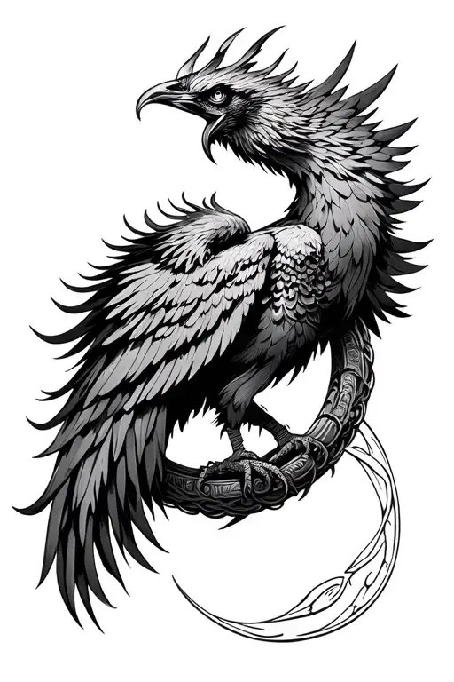 A Phoenix Encircled By The Ouroboros