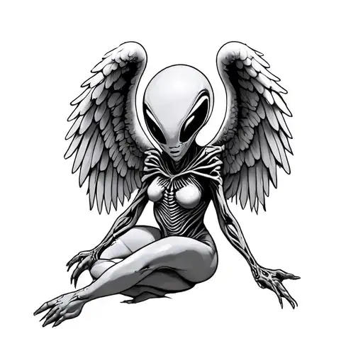 Basic Alien Body With Angel Wings Spread