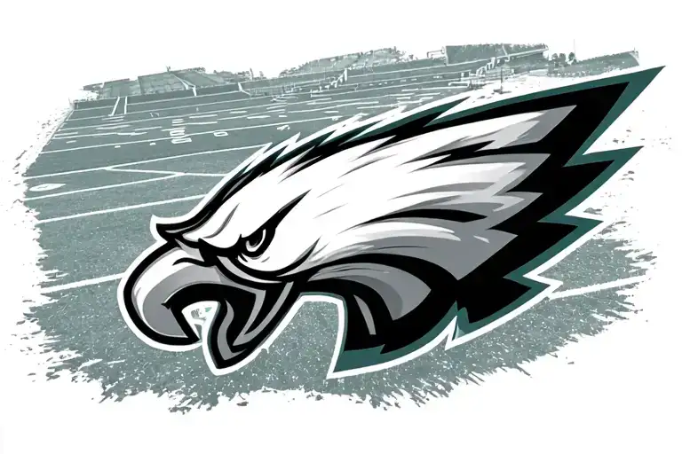 Philadelphia Eagles Logo With Yard Lines In The Background