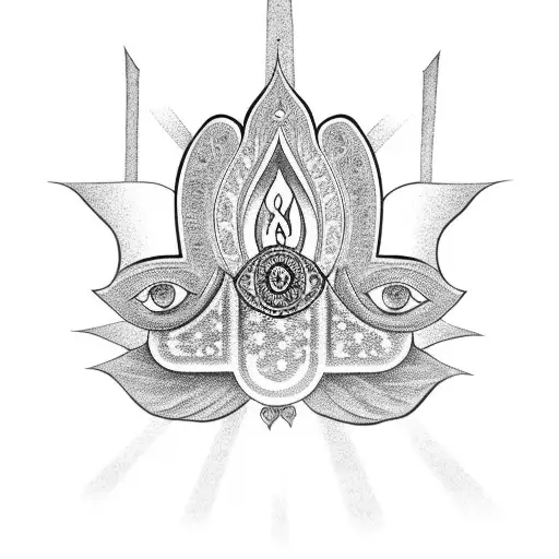 Hamsa Symbol With Lotus Flower And The Hamsa Prayer