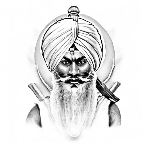A Strong Sikh Khalsa Warrior In Battle Wielding A Weapon