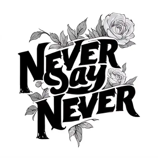 Never Say Never Lettering Chicano