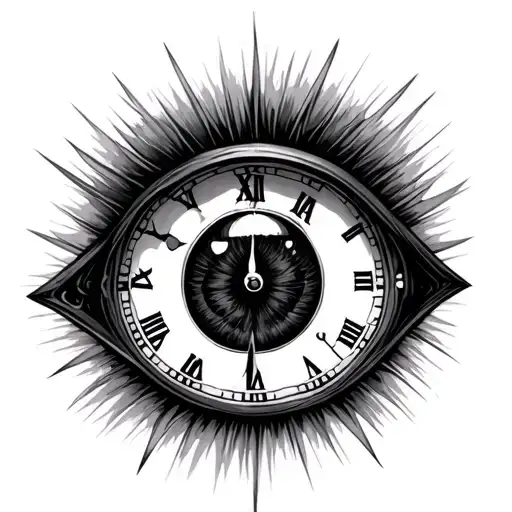 Two Anime Eyes With Clock Inside
