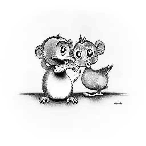 Monkey And Duck Cartoon