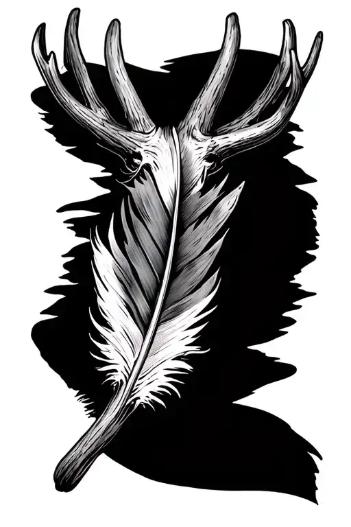 Feather With Elk Antler