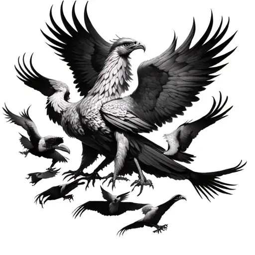 Phoenix Surrounded By Vultures Trying To Attack It