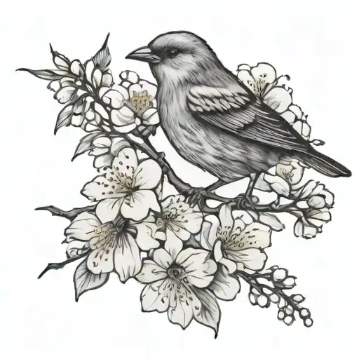 Bird And Cherry Blossoms
