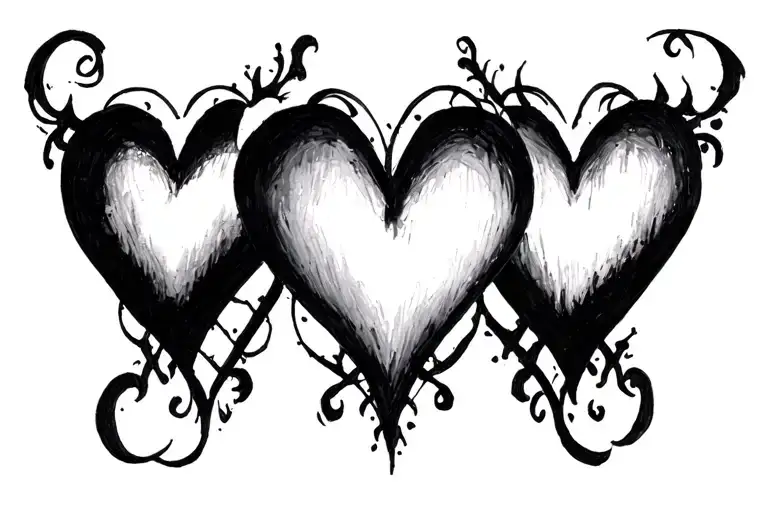 Three Black Hearts In A Row Collar Bone