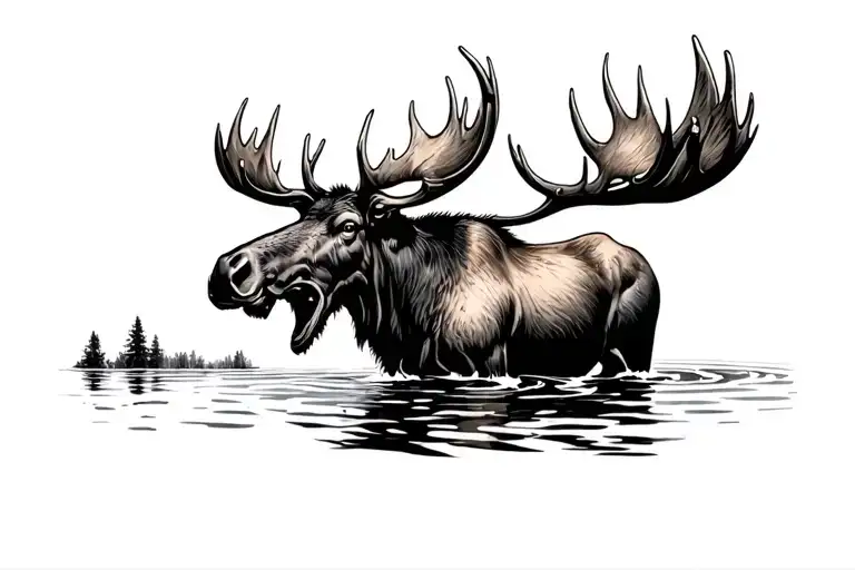 Moose In Water