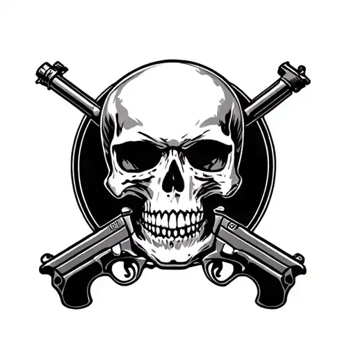 Skull With Gun Surrounded