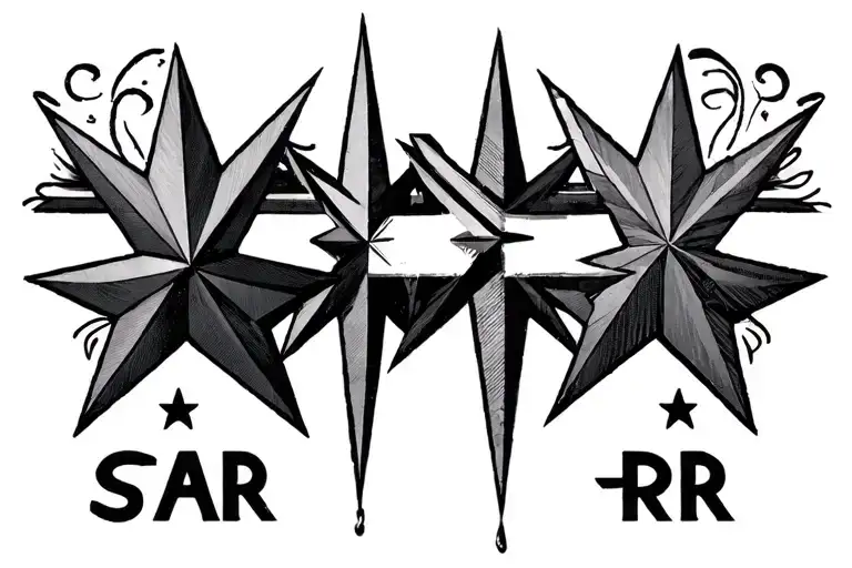 Four Fine Line Stars In A Row With The Letters S T A R Underneath Each Star