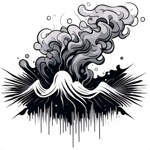 Tattoo Design Representing The Sound Waves Of Music Mixing With Smoke From A Joint