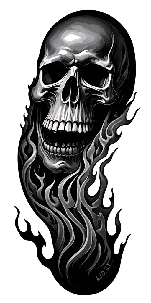 Biker Flames Skulls Full Sleeve