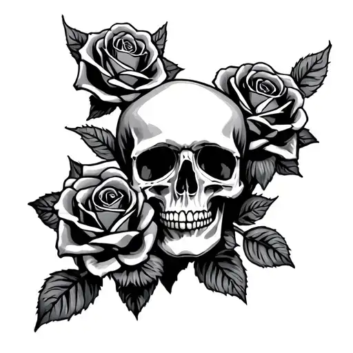 Virgo Skull Roses Intertwined