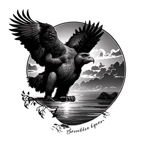 Gorilla Eagle Sunset Sky