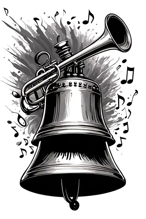 Trumpet With Notes Flying Out Of The Bell