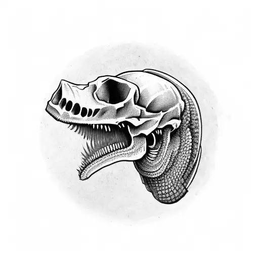 Skull Wearing A Tactical Helmet With The Skull Of A Komodo Dragon On Top Of It