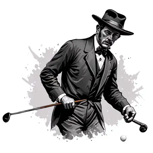 Johnny Walker Man With Golf Club As Walking Stick