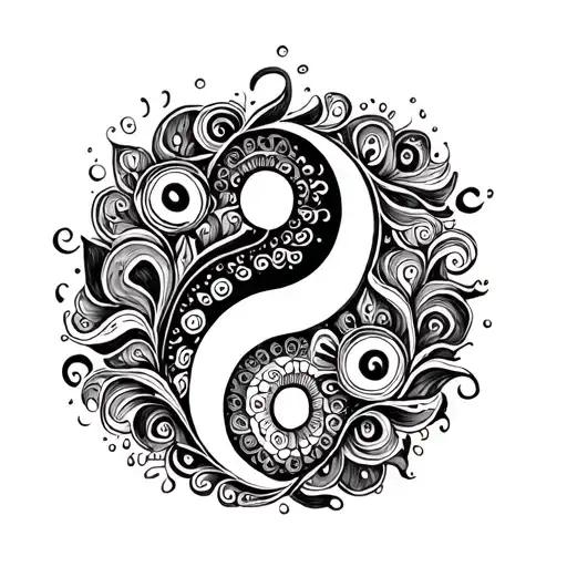 Paisley Henna Inspired With Yin Yang Flow