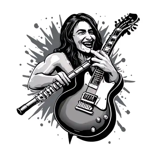 Rock Guitar Hand Small With Flute Included Showing Positivity And Enthusiasm