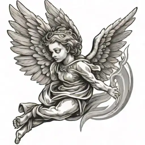 Angel With Four Wings Flying Up