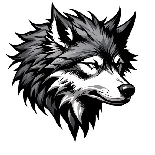 Wolf Head Viking Traditional Style