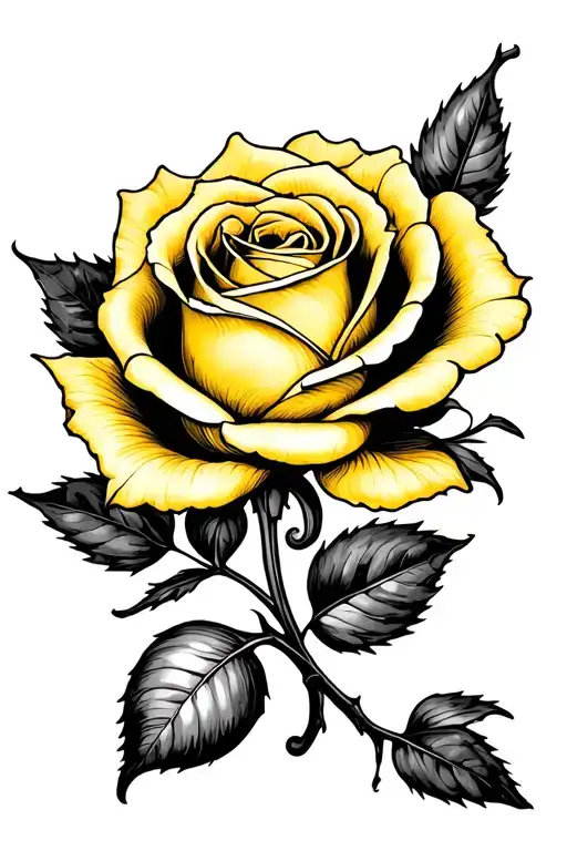 Single Yellow Rose And A Date As The Stem Wrapped