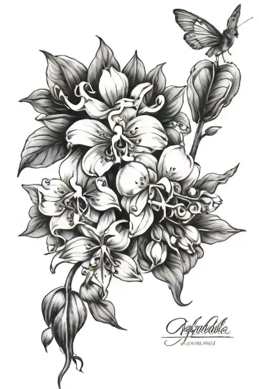 Daffadills Mums And Lilly Of The Valley Birth Flowers Tatoo